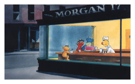 Edward Hopper_Nighthawks_Sesame Street Muppets_Parody